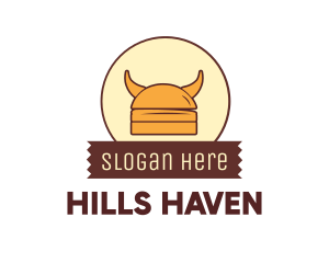 Viking Helmet Horn Burger Buns logo design