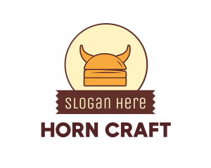 Viking Helmet Horn Burger Buns logo design