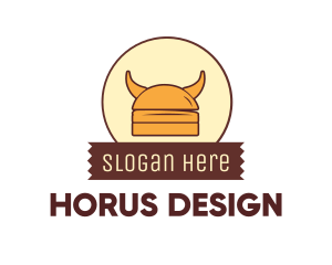 Viking Helmet Horn Burger Buns logo design