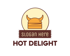 Viking Helmet Horn Burger Buns logo design