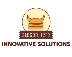 Viking Helmet Horn Burger Buns logo design