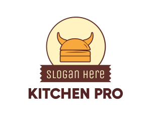 Viking Helmet Horn Burger Buns logo design