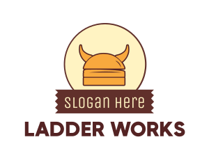 Viking Helmet Horn Burger Buns logo design