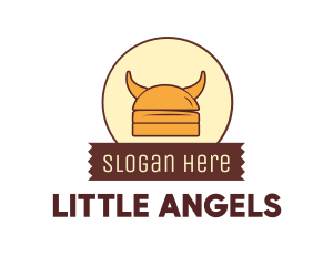 Viking Helmet Horn Burger Buns logo design