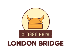 Viking Helmet Horn Burger Buns logo design