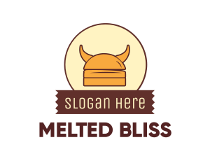 Viking Helmet Horn Burger Buns logo design