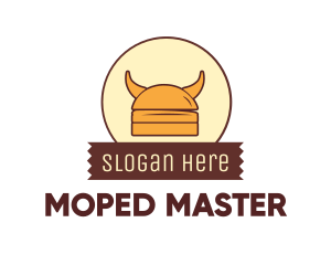 Viking Helmet Horn Burger Buns logo design