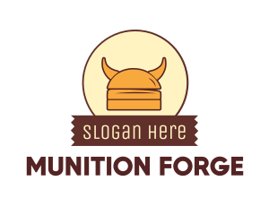 Viking Helmet Horn Burger Buns logo design