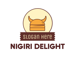 Viking Helmet Horn Burger Buns logo design