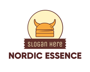 Nordic - Viking Helmet Horn Burger Buns logo design