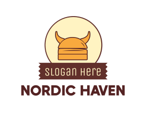 Nordic - Viking Helmet Horn Burger Buns logo design