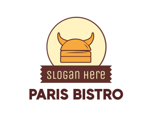 Viking Helmet Horn Burger Buns logo design