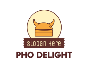 Viking Helmet Horn Burger Buns logo design