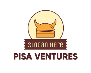 Viking Helmet Horn Burger Buns logo design