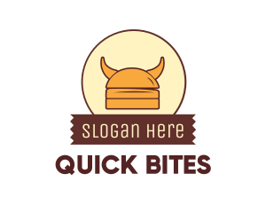 Viking Helmet Horn Burger Buns logo design