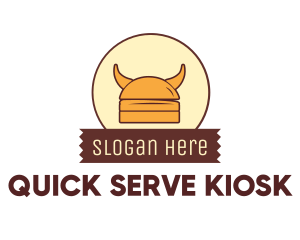 Viking Helmet Horn Burger Buns logo design