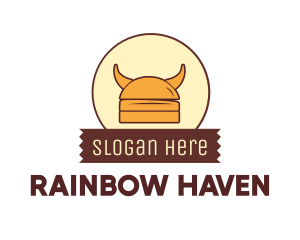 Viking Helmet Horn Burger Buns logo design