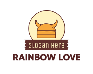 Viking Helmet Horn Burger Buns logo design