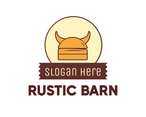 Viking Helmet Horn Burger Buns logo design