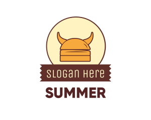 Viking Helmet Horn Burger Buns logo design