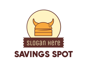 Viking Helmet Horn Burger Buns logo design