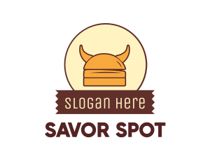 Viking Helmet Horn Burger Buns logo design