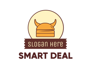 Viking Helmet Horn Burger Buns logo design