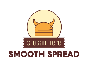 Viking Helmet Horn Burger Buns logo design