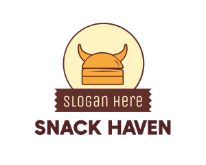 Viking Helmet Horn Burger Buns logo design