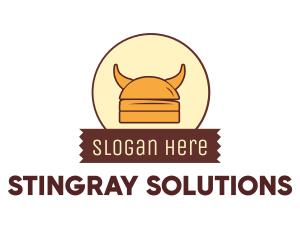 Viking Helmet Horn Burger Buns logo design