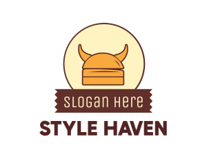 Viking Helmet Horn Burger Buns logo design