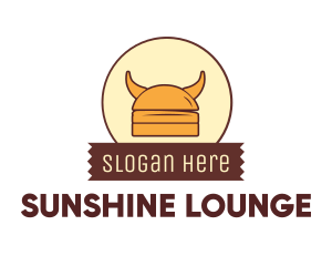 Viking Helmet Horn Burger Buns logo design