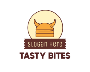 Burger - Viking Helmet Horn Burger Buns logo design