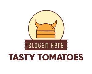 Viking Helmet Horn Burger Buns logo design