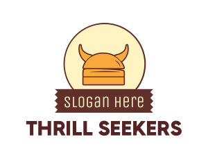 Viking Helmet Horn Burger Buns logo design