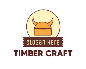 Viking Helmet Horn Burger Buns logo design