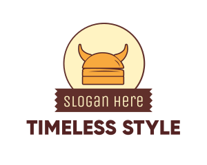 Viking Helmet Horn Burger Buns logo design