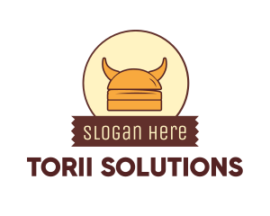 Viking Helmet Horn Burger Buns logo design