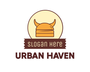 Viking Helmet Horn Burger Buns logo design