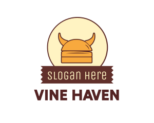 Viking Helmet Horn Burger Buns logo design