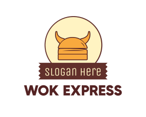 Viking Helmet Horn Burger Buns logo design