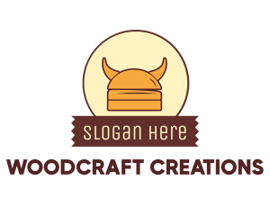 Viking Helmet Horn Burger Buns logo design