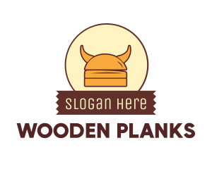 Viking Helmet Horn Burger Buns logo design