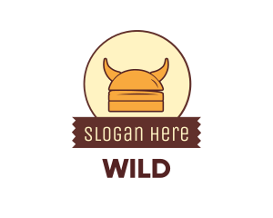 Viking Helmet Horn Burger Buns logo design