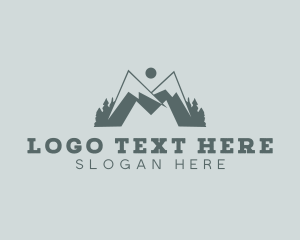 Hiker - Forest Mountain Letter M logo design