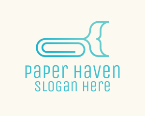 Office Supplies - Whale Paper Clip logo design