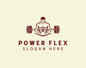 Muscle - Weightlifter Muscle Workout logo design