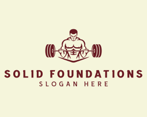 Strong - Weightlifter Muscle Workout logo design