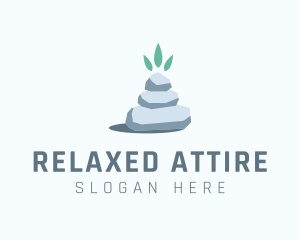 Wellness Stone Stack Leaf logo design