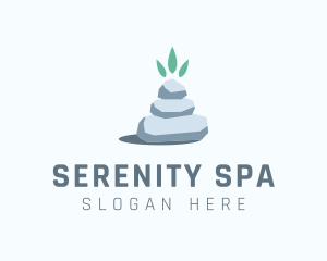 Relaxing - Wellness Stone Stack Leaf logo design